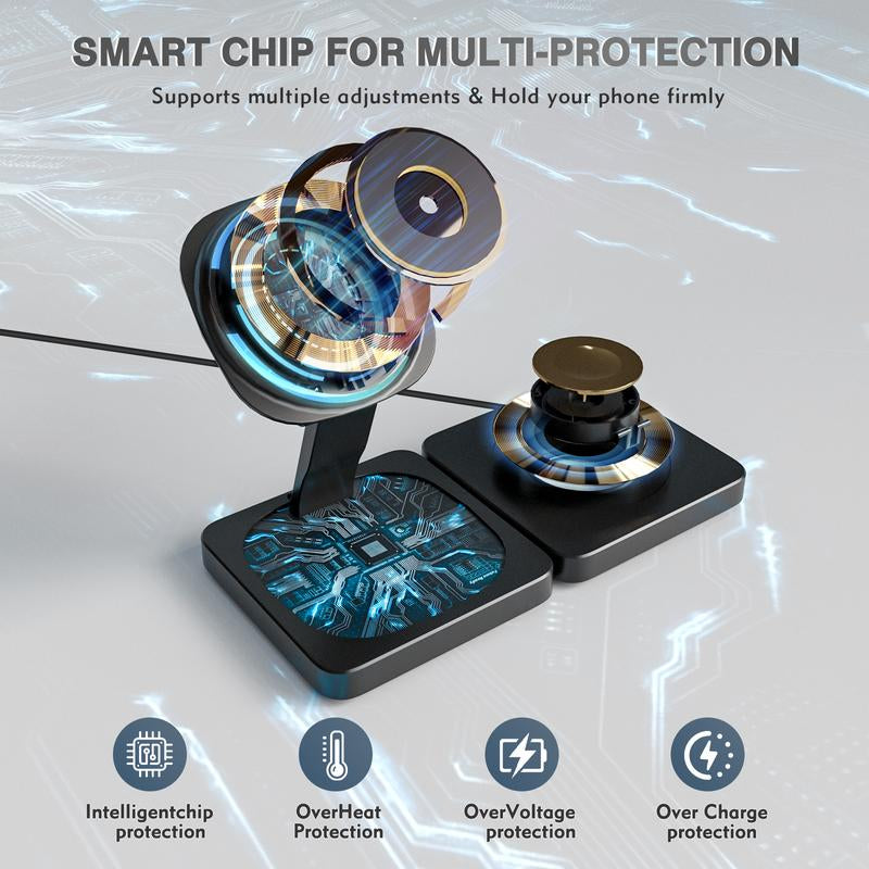 22.5W 3 in 1 Wireless Charger, Foldable Magnetic Fast Charging Station for Apple Devices for Iphones, Airpods and Iwatch