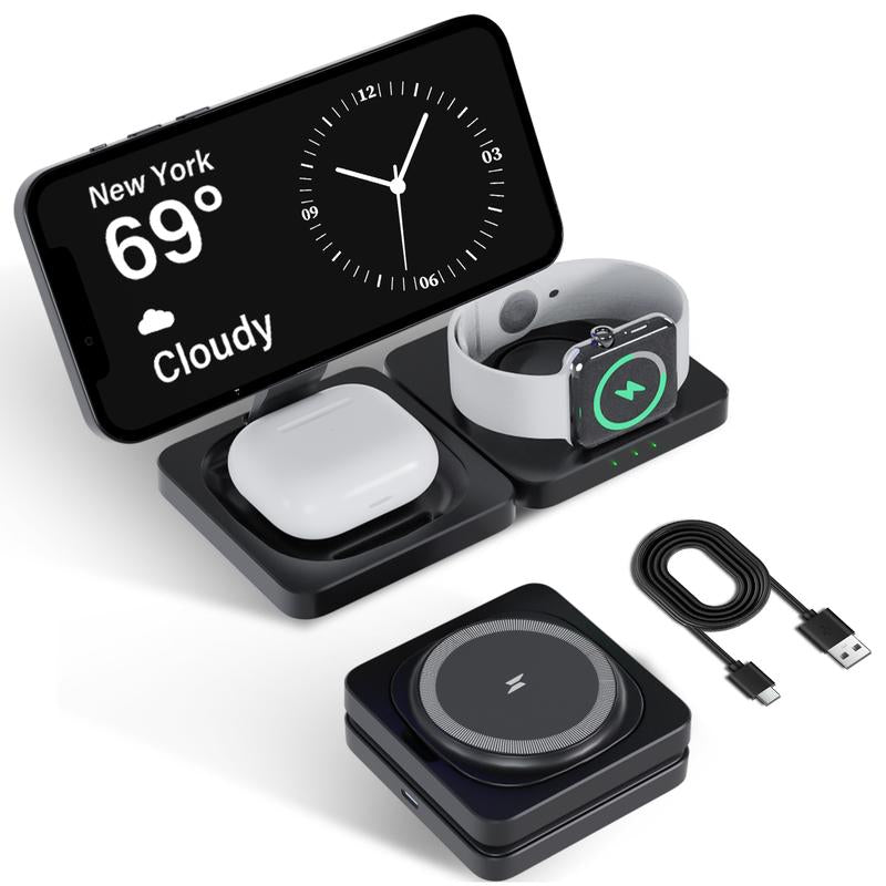 22.5W 3 in 1 Wireless Charger, Foldable Magnetic Fast Charging Station for Apple Devices for Iphones, Airpods and Iwatch